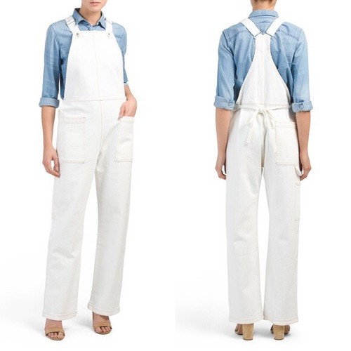 white denim utility jumpsuit